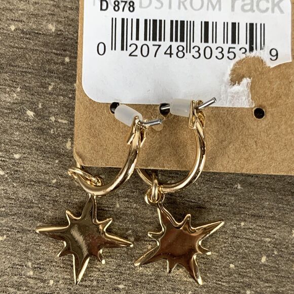 Stephan & CO Earrings 2 Pairs Stud and Dangle Star Rhinestone Gold - Picture 6 of 9
